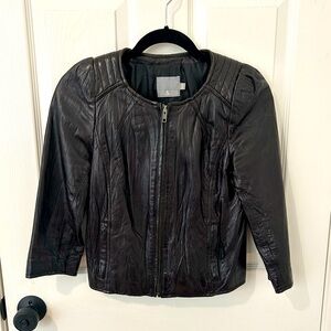 Mike & Chris Black Genuine Lamb Leather Zip-Up Jacket in size Small